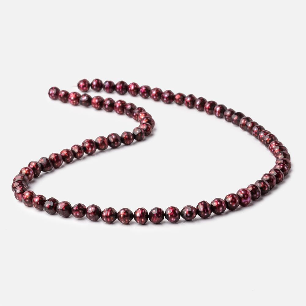 6mm Berry Red Faceted Round Freshwater Pearls 16 inch 70 pieces (ONLINE ORDER ONLY)