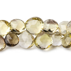 8x8-13x13mm Lemon and Bi-colored Quartz Heart Briolette 7 Inch 40 Beads (ONLINE ORDER ONLY)
