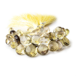 8x8-13x13mm Lemon and Bi-colored Quartz Heart Briolette 7 Inch 40 Beads (ONLINE ORDER ONLY)