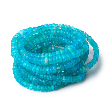 3.5-5.5mm Tropical Blue Ethiopian Opal Faceted Rondelles 16 inch 160 Beads AA (ONLINE ORDER ONLY)