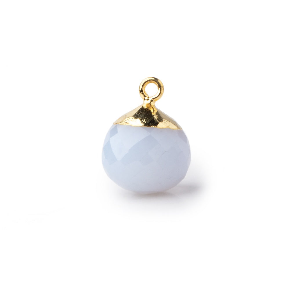15mm Gold Leafed Natural Blue Chalcedony Faceted Candy Kiss Focal Pendant 1 pieces (ONLINE ORDER ONLY)