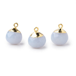 15mm Gold Leafed Natural Blue Chalcedony Faceted Candy Kiss Focal Pendant 1 pieces (ONLINE ORDER ONLY)
