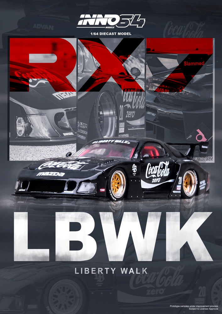 Inno64 Mazda RX-7 LBWK in Black 1:64 IN64-LBWK-RX7-01 (ONLINE ORDER ONLY)