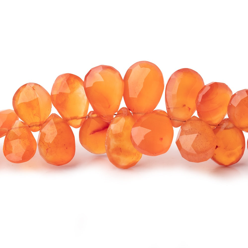 7.5x5-11x7mm Carnelian Faceted Pear Beads 8 inch 60 pieces (ONLINE ORDER ONLY)