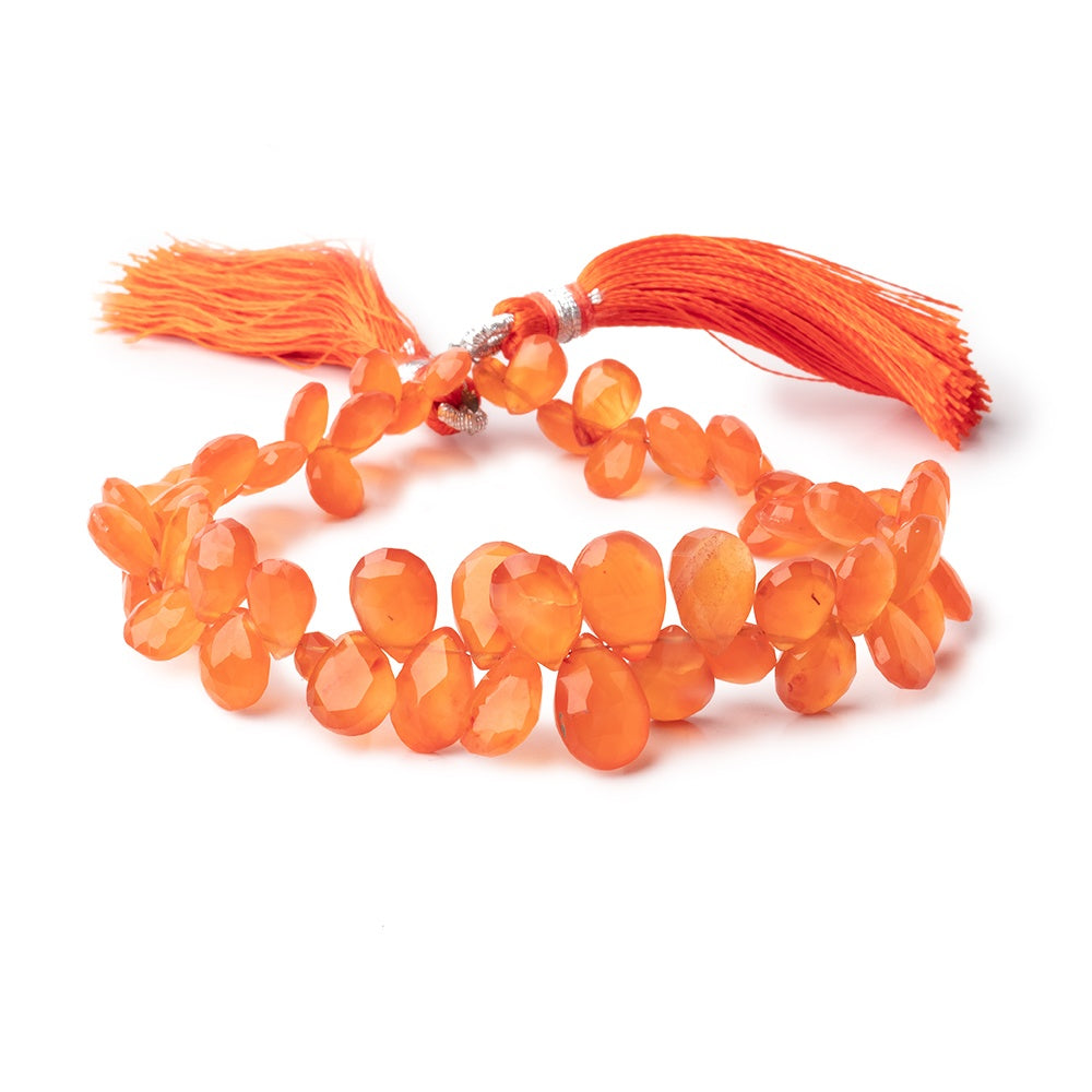 7.5x5-11x7mm Carnelian Faceted Pear Beads 8 inch 60 pieces (ONLINE ORDER ONLY)