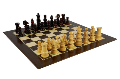 Chess Set - 4.25" Bud Rosewood Calvert Pieces on Walnut/Sycamore Maple Board (ONLINE ORDER ONLY)
