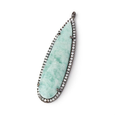 42x13mm Black Gold CZ Bezel Amazonite Faceted Pear Pendant 1 piece (ONLINE ORDER ONLY)
