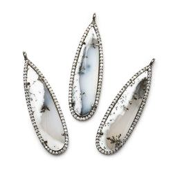42x13mm Black Gold CZ Bezel & Dendritic Opal faceted pear Pendant 1 piece (ONLINE ORDER ONLY)
