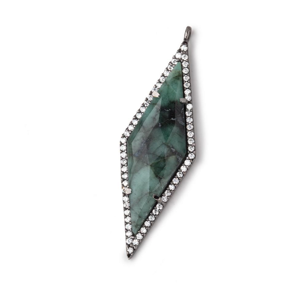 42x14mm Black Gold CZ Bezel Emerald Kite Pendant 1 Focal Bead (ONLINE ORDER ONLY)