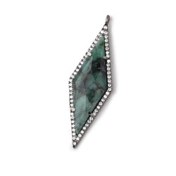 42x14mm Black Gold CZ Bezel Emerald Kite Pendant 1 Focal Bead (ONLINE ORDER ONLY)