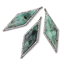 42x14mm Black Gold CZ Bezel Emerald Kite Pendant 1 Focal Bead (ONLINE ORDER ONLY)
