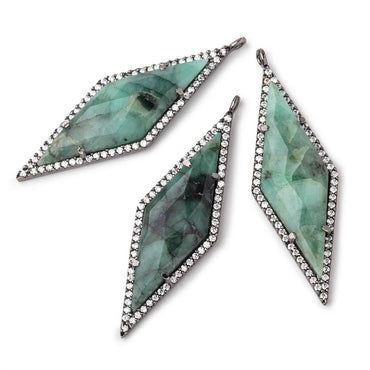 42x14mm Black Gold CZ Bezel Emerald Kite Pendant 1 Focal Bead (ONLINE ORDER ONLY)