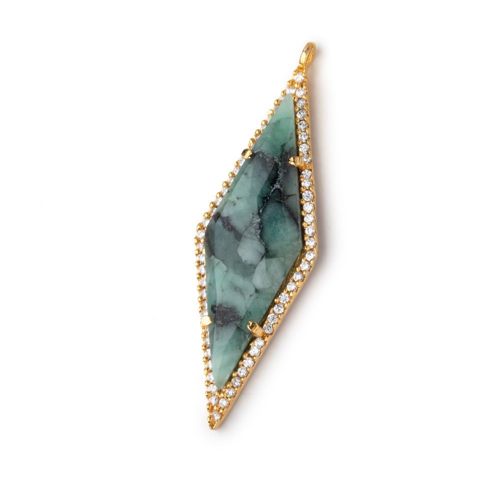 42x14mm Vermeil CZ Bezel Emerald Kite Pendant 1 Focal Bead (ONLINE ORDER ONLY)