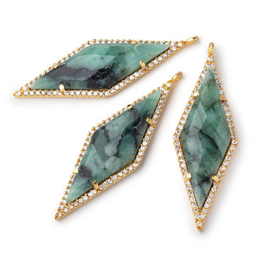42x14mm Vermeil CZ Bezel Emerald Kite Pendant 1 Focal Bead (ONLINE ORDER ONLY)