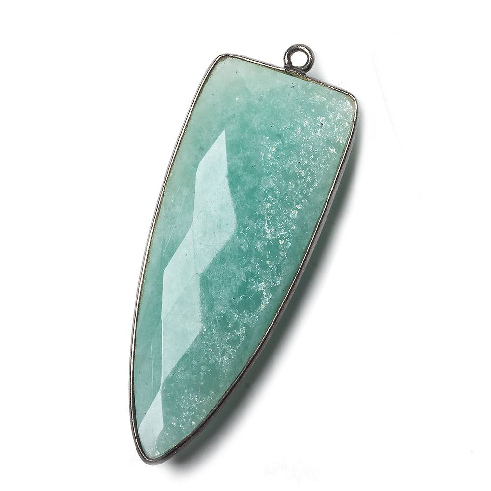 42x16mm Black Gold Bezel Amazonite faceted point 1 focal bead (ONLINE ORDER ONLY)