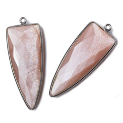 42x16mm Black Gold Bezel Angel Skin Peach Moonstone Point 1 ring Pendant 1 piece (ONLINE ORDER ONLY)