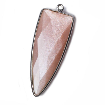 42x16mm Black Gold Bezel Angel Skin Peach Moonstone Point 1 ring Pendant 1 piece (ONLINE ORDER ONLY)