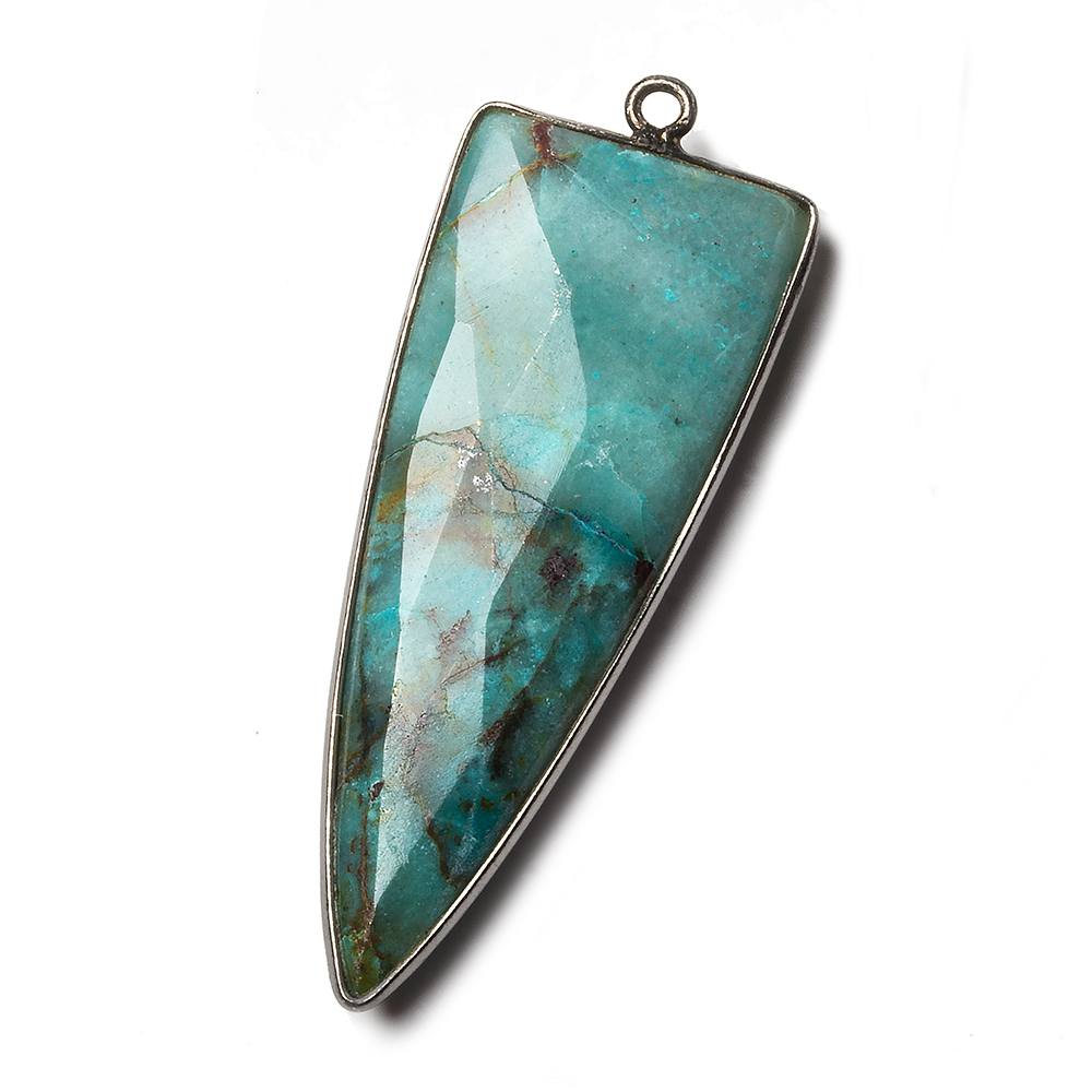 42x16mm Black Gold Bezel Chrysocolla faceted point 1 focal bead (ONLINE ORDER ONLY)