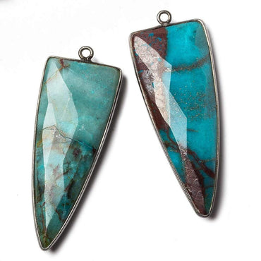 42x16mm Black Gold Bezel Chrysocolla faceted point 1 focal bead (ONLINE ORDER ONLY)