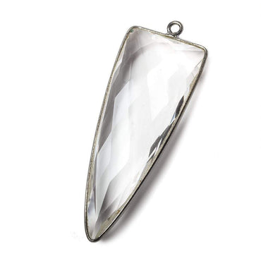 42x16mm Black Gold Bezel Crystal Quartz faceted point 1 focal bead (ONLINE ORDER ONLY)