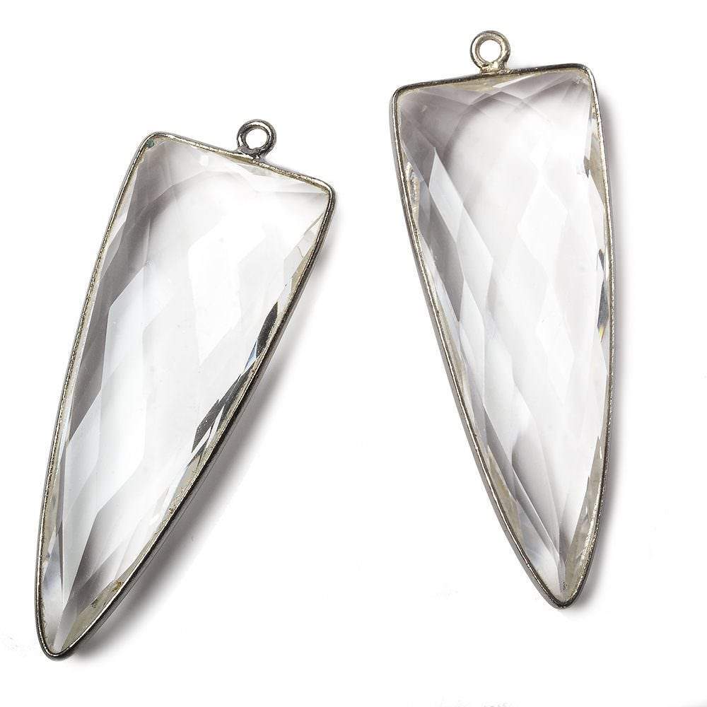 42x16mm Black Gold Bezel Crystal Quartz faceted point 1 focal bead (ONLINE ORDER ONLY)