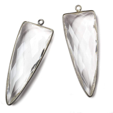 42x16mm Black Gold Bezel Crystal Quartz faceted point 1 focal bead (ONLINE ORDER ONLY)