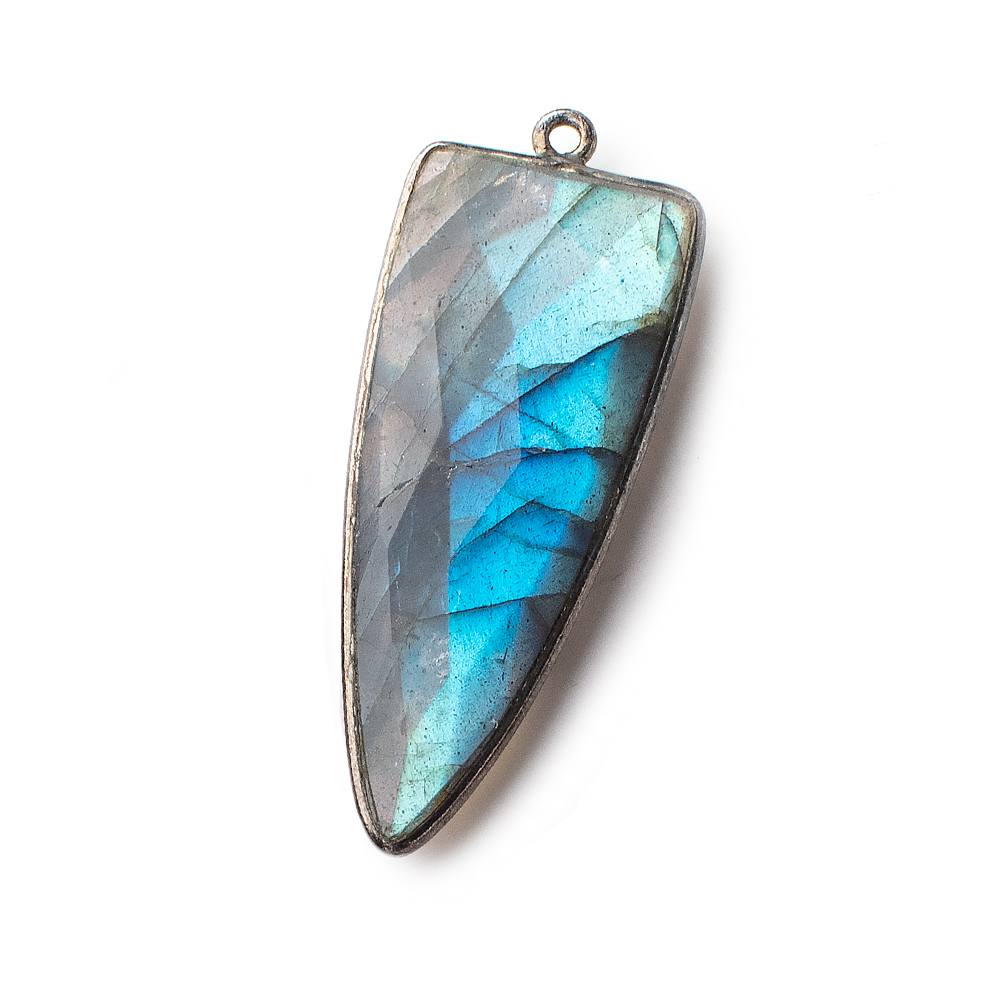 42x16mm Black Gold Bezel Labradorite faceted point 1 focal bead (ONLINE ORDER ONLY)