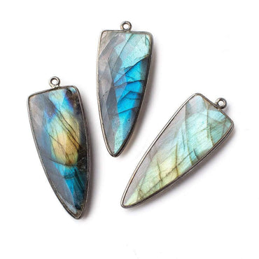 42x16mm Black Gold Bezel Labradorite faceted point 1 focal bead (ONLINE ORDER ONLY)