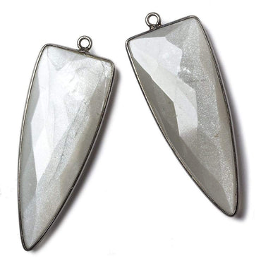 42x16mm Black Gold Bezel Platinum Grey Moonstone faceted point 1 focal bead (ONLINE ORDER ONLY)