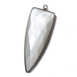 42x16mm Black Gold Bezel Platinum Grey Moonstone faceted point 1 focal bead (ONLINE ORDER ONLY)