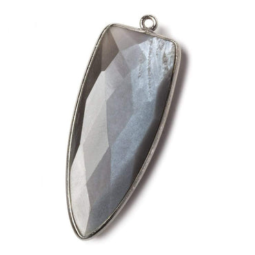 42x16mm Black Gold Bezel Platinum Grey Moonstone Point 1 ring Pendant 1 piece (ONLINE ORDER ONLY)