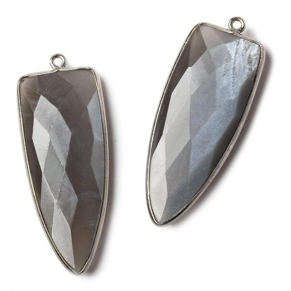 42x16mm Black Gold Bezel Platinum Grey Moonstone Point 1 ring Pendant 1 piece (ONLINE ORDER ONLY)