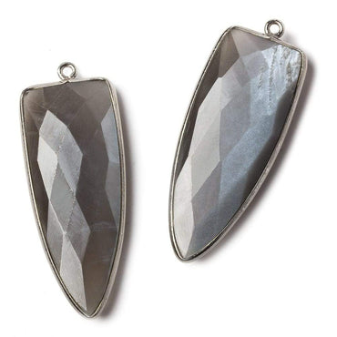 42x16mm Black Gold Bezel Platinum Grey Moonstone Point 1 ring Pendant 1 piece (ONLINE ORDER ONLY)