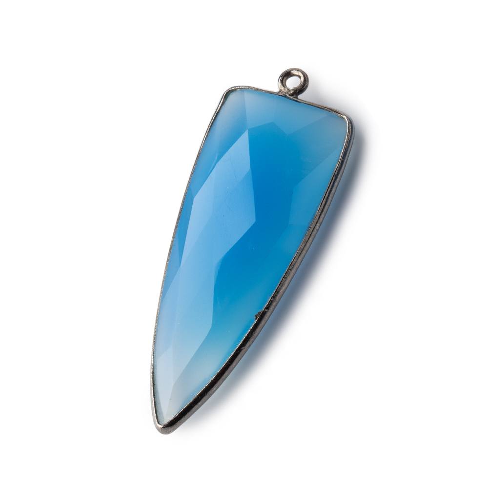 42x16mm Black Gold Bezel Tropical Blue Chalcedony Point 1 ring Pendant 1 piece (ONLINE ORDER ONLY)