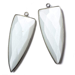 42x16mm Black Gold Bezel White Moonstone faceted point 1 focal bead (ONLINE ORDER ONLY)