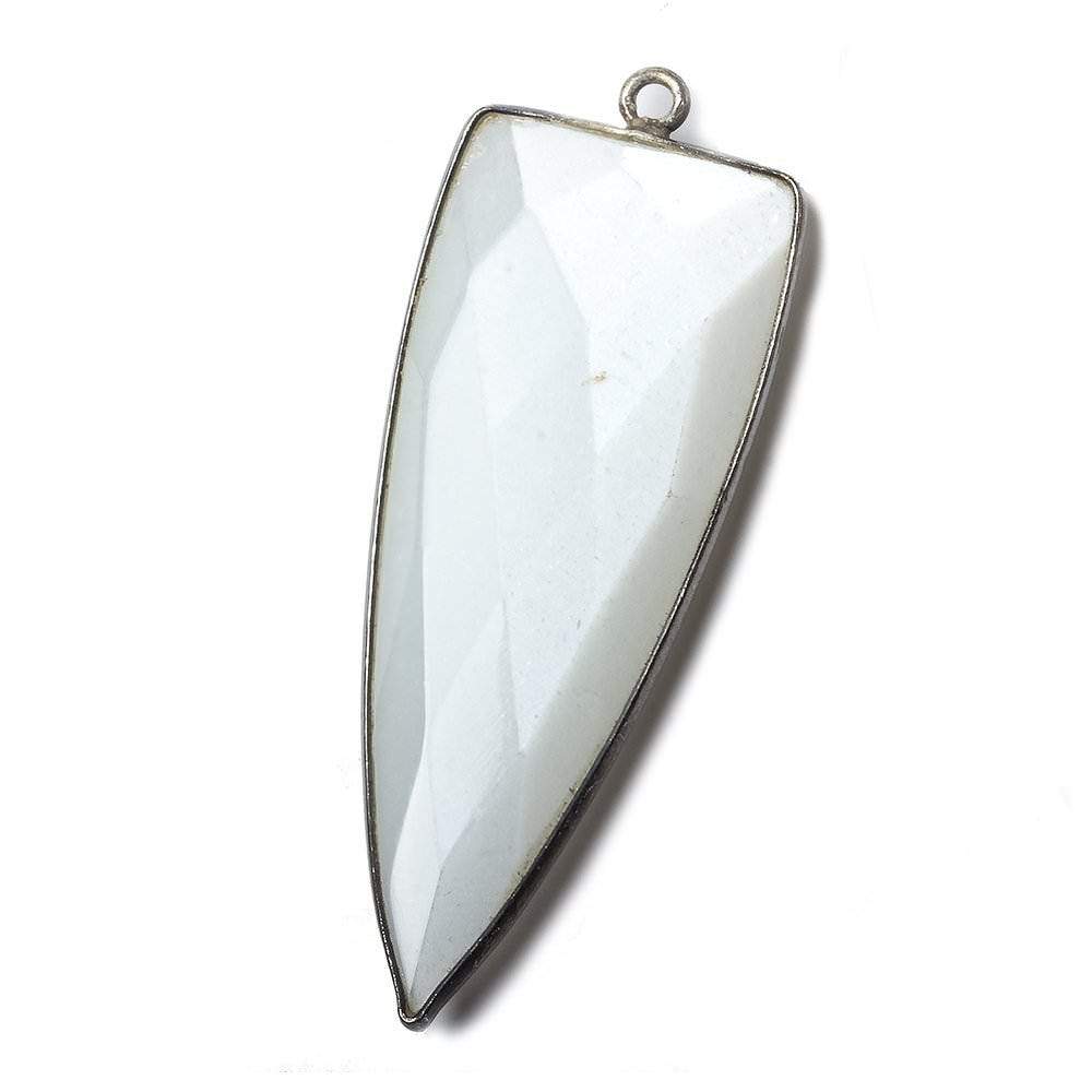 42x16mm Black Gold Bezel White Moonstone faceted point 1 focal bead (ONLINE ORDER ONLY)