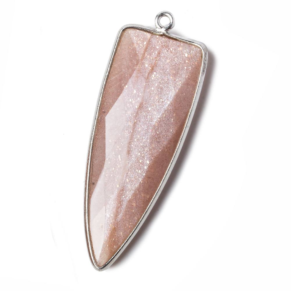 42x16mm Silver .925 Bezel Angel Skin Peach Moonstone Point 1 ring Pendant 1 piece (ONLINE ORDER ONLY)