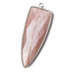 42x16mm Silver .925 Bezel Angel Skin Peach Moonstone Point 1 ring Pendant 1 piece (ONLINE ORDER ONLY)
