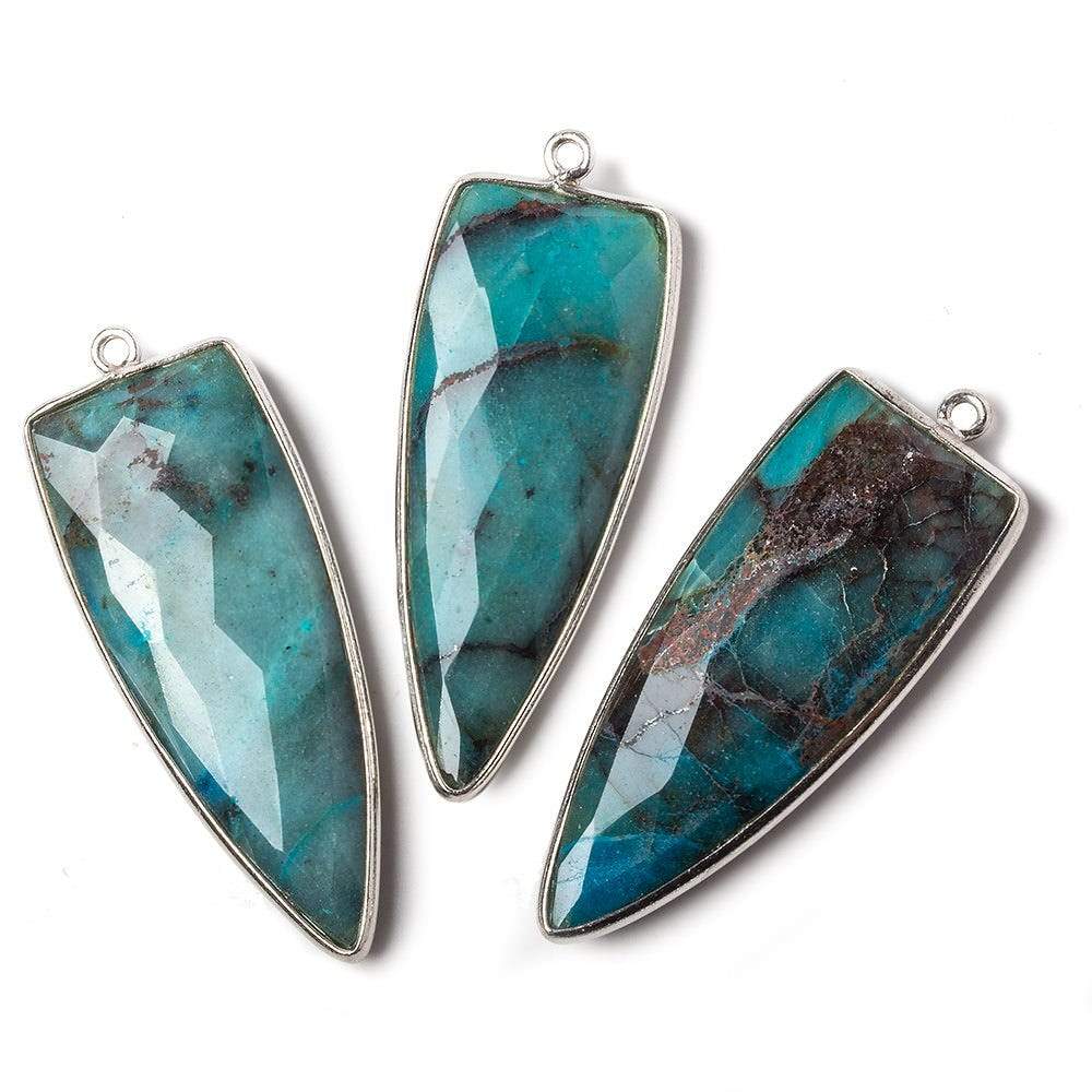 42x16mm Silver .925 Bezel Chrysocolla Point 1 ring Pendant 1 piece (ONLINE ORDER ONLY)