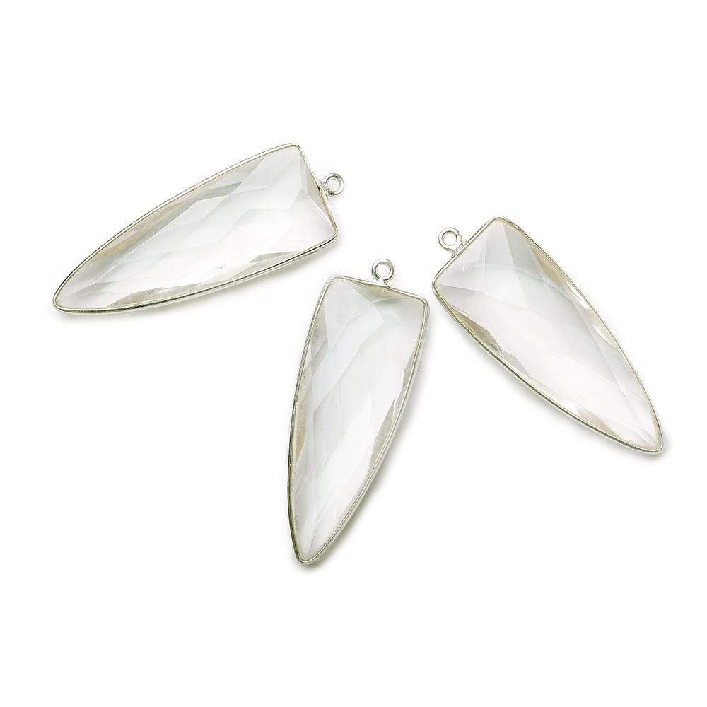 42x16mm Silver .925 Bezel Clear Quartz Point 1 ring Pendant 1 piece (ONLINE ORDER ONLY)