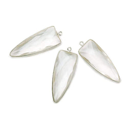 42x16mm Silver .925 Bezel Clear Quartz Point 1 ring Pendant 1 piece (ONLINE ORDER ONLY)