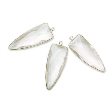 42x16mm Silver .925 Bezel Clear Quartz Point 1 ring Pendant 1 piece (ONLINE ORDER ONLY)