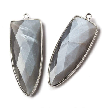 42x16mm Silver .925 Bezel Platinum Grey Moonstone Point 1 ring Pendant 1 piece (ONLINE ORDER ONLY)