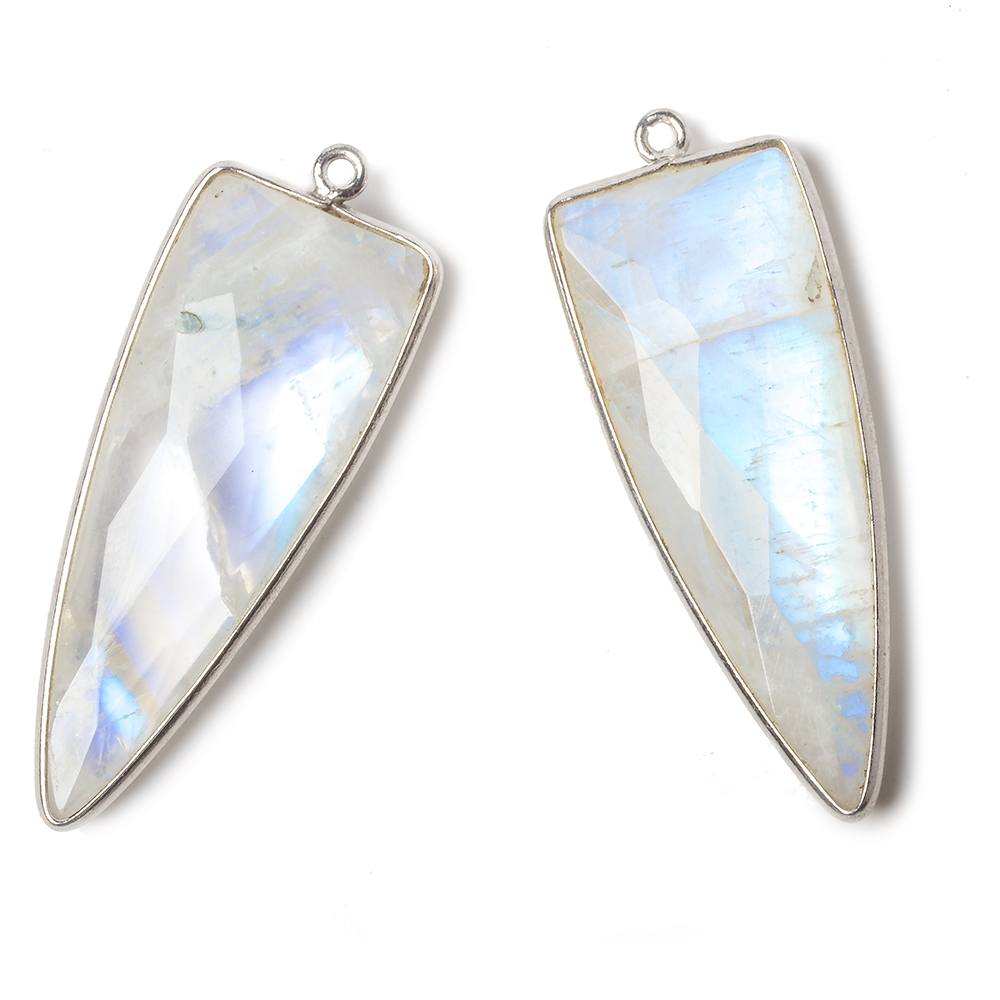 40x16mm Silver .925 Bezel Rainbow Moonstone Point 1 ring Pendant 1 piece (ONLINE ORDER ONLY)