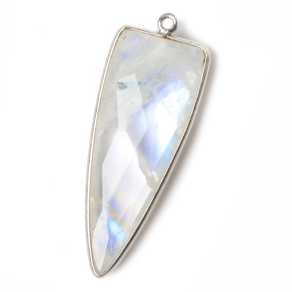 40x16mm Silver .925 Bezel Rainbow Moonstone Point 1 ring Pendant 1 piece (ONLINE ORDER ONLY)