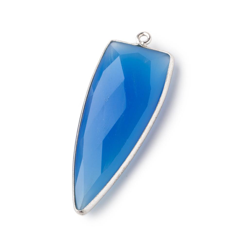 42x16mm Silver .925 Bezel Santorini Blue Chalcedony Point 1 ring Pendant 1 piece (ONLINE ORDER ONLY)