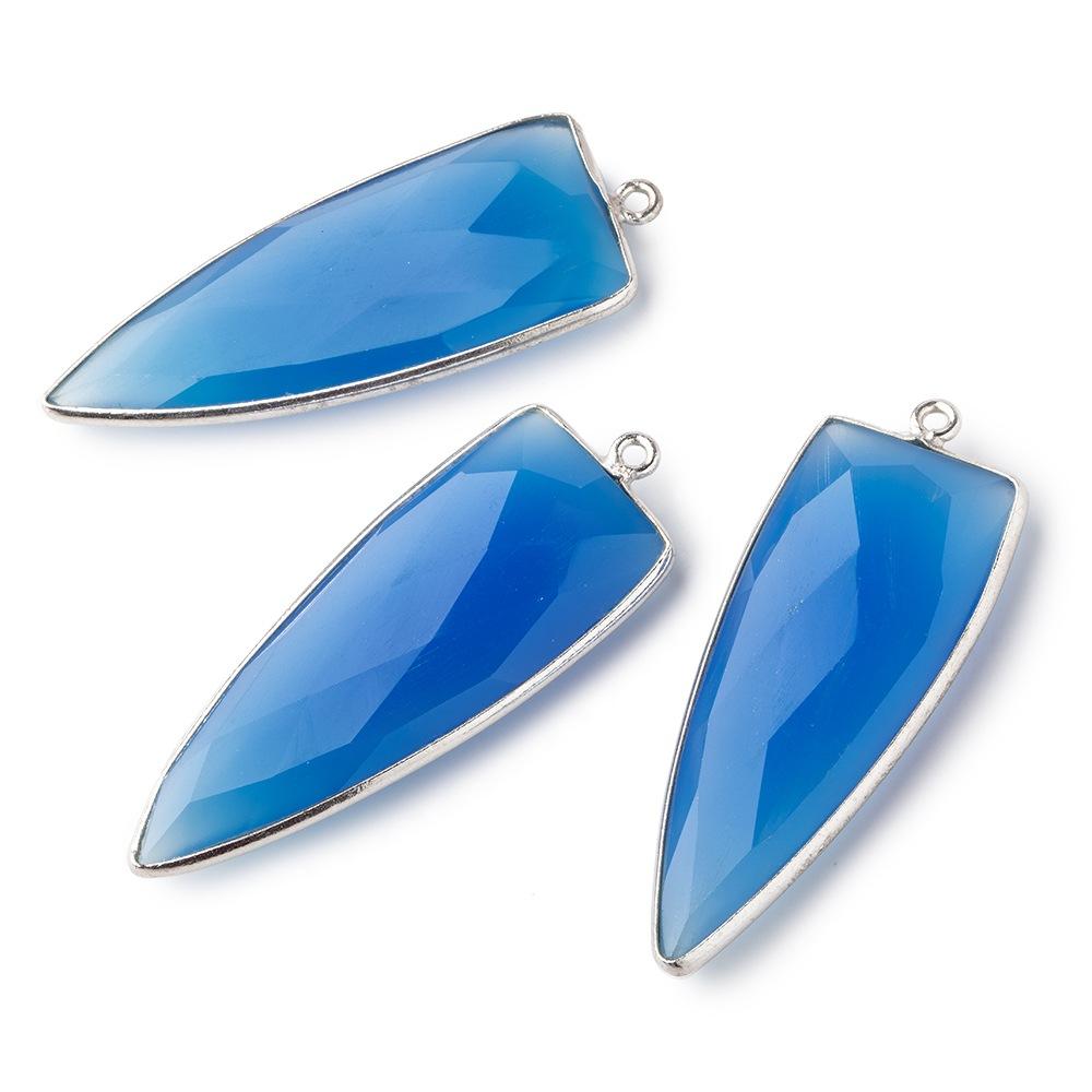 42x16mm Silver .925 Bezel Santorini Blue Chalcedony Point 1 ring Pendant 1 piece (ONLINE ORDER ONLY)