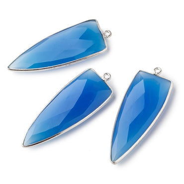 42x16mm Silver .925 Bezel Santorini Blue Chalcedony Point 1 ring Pendant 1 piece (ONLINE ORDER ONLY)