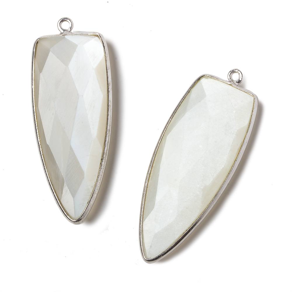 42x16mm Silver .925 Bezel White Moonstone Point 1 ring Pendant 1 piece (ONLINE ORDER ONLY)