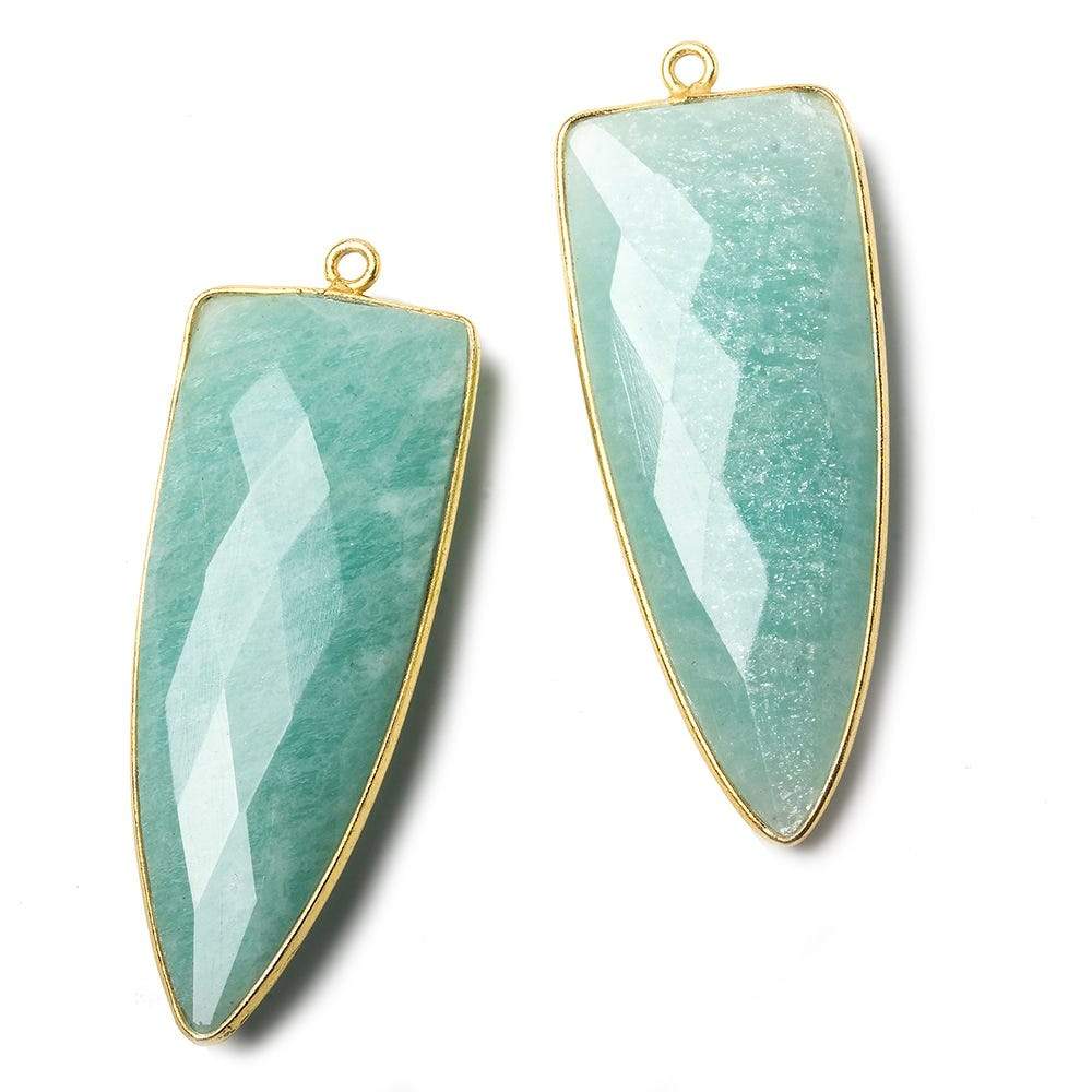 42x16mm Vermeil Bezel Amazonite faceted point 1 focal bead (ONLINE ORDER ONLY)
